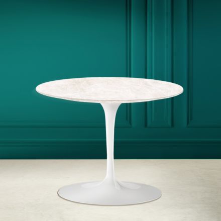 Tulip Coffee Table Eero Saarinen H 41 in Ceramic Diamond Cream Made in Italy - Scarlet Viadurini