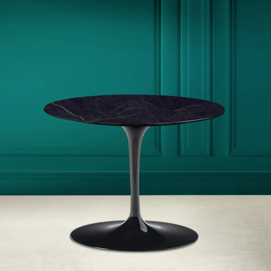 Tulip Coffee Table Eero Saarinen H 41 in Ceramic Noir Laurent Made in Italy - Scarlet Viadurini