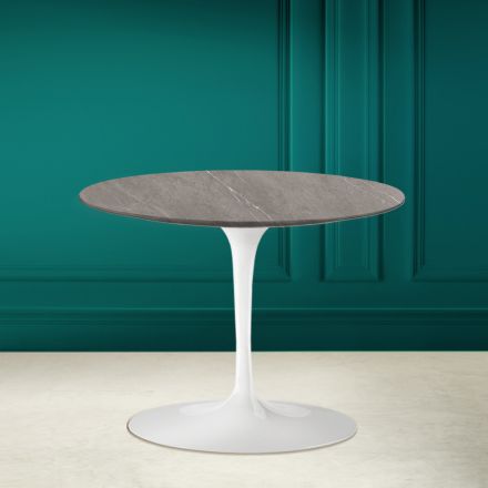 Tulip Coffee Table Eero Saarinen H 41 in Grey Stone Ceramic Made in Italy - Scarlet Viadurini