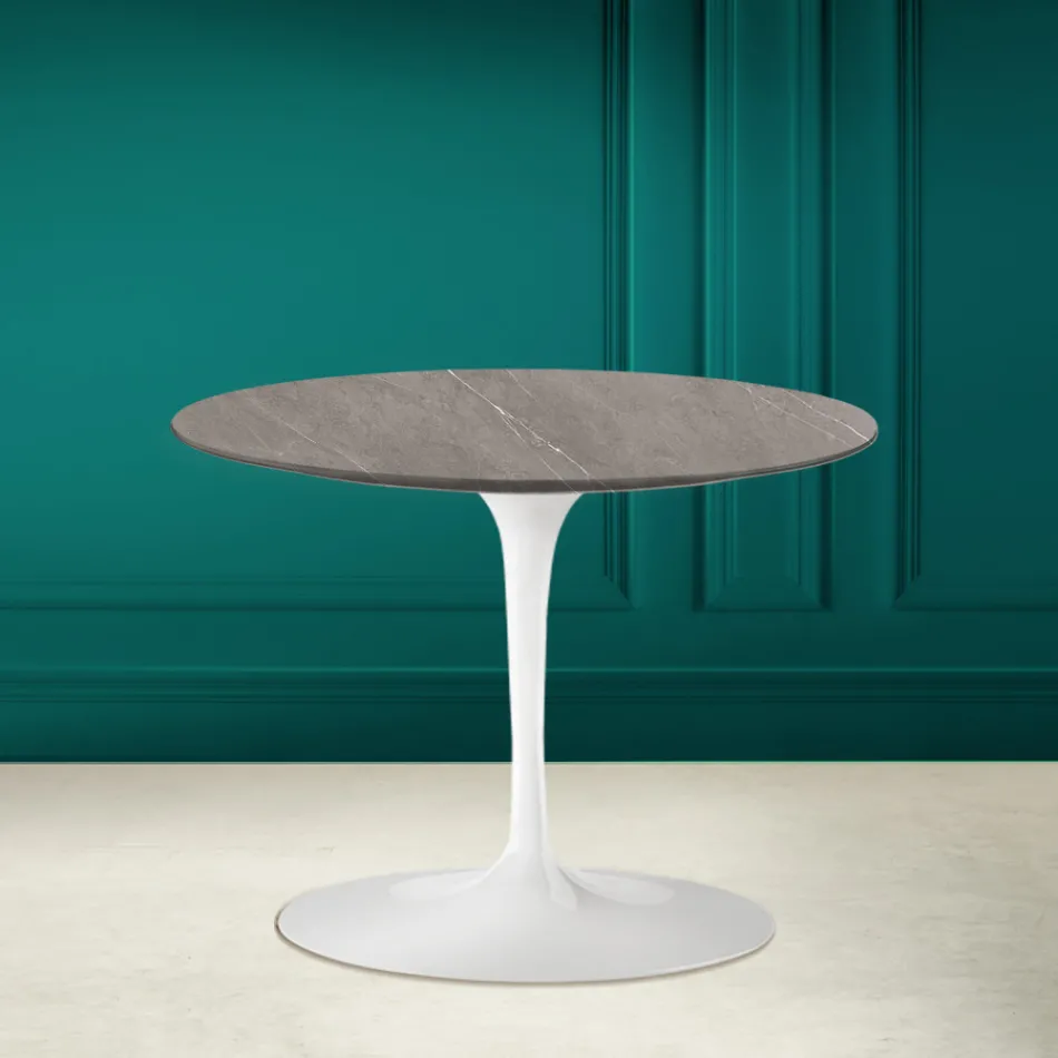 Tulip Coffee Table Eero Saarinen H 41 in Grey Stone Ceramic Made in Italy - Scarlet Viadurini
