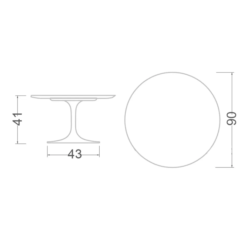 Tulip Coffee Table Eero Saarinen H 41 in Grey Stone Ceramic Made in Italy - Scarlet Viadurini