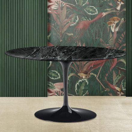 Tulip Coffee Table Eero Saarinen H 41 in Green Alpi Marble Made in Italy Viadurini
