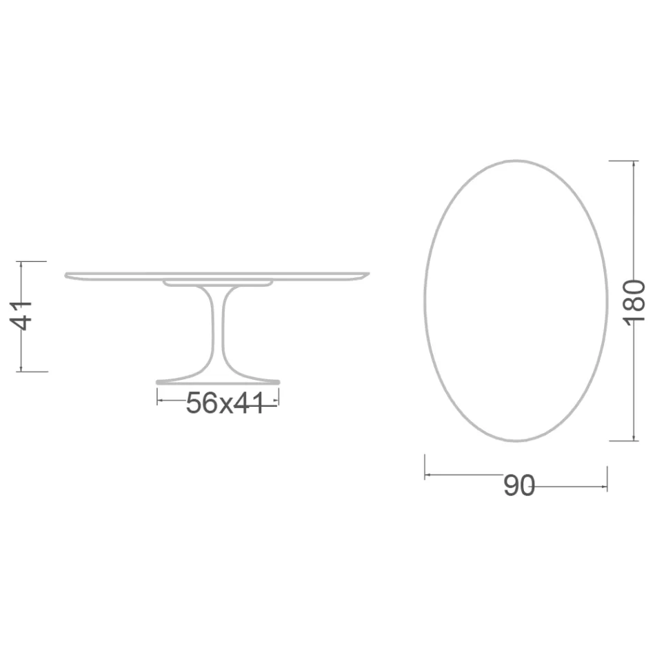 Tulip Coffee Table Eero Saarinen H 41 Oval with Black Liquid Laminate - Scarlet Top Viadurini