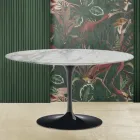 Eero Saarinen H 41 Oval Tulip Coffee Table with Arabescato Marble Top Made in Italy - Scarlet Viadurini