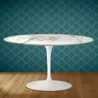 Eero Saarinen H 41 Oval Tulip Coffee Table in Aura 22 Ceramic Made in Italy - Scarlet Viadurini