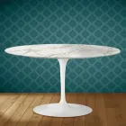 Eero Saarinen Tulip Coffee Table H 41 Oval in Glossy Ceramic Made in Italy - Scarlet Viadurini