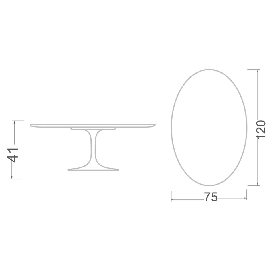 Eero Saarinen Tulip Coffee Table H 41 Oval in Glossy Ceramic Made in Italy - Scarlet Viadurini