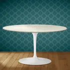 Eero Saarinen Tulip Coffee Table H 41 Oval in Marmorio Ceramic Made in Italy - Scarlet Viadurini