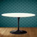 Eero Saarinen H 41 Oval Tulip Coffee Table in Moonè Ceramic Made in Italy - Scarlet