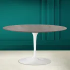 Eero Saarinen H 41 Oval Tulip Coffee Table in Grey Stone Ceramic Made in Italy - Scarlet Viadurini