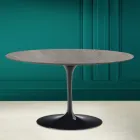 Eero Saarinen H 41 Oval Tulip Coffee Table in Grey Stone Ceramic Made in Italy - Scarlet Viadurini