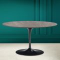 Tulip Eero Saarinen H 41 Oval Coffee Table in Ceramic Stone Grey Made in Italy - Scarlet