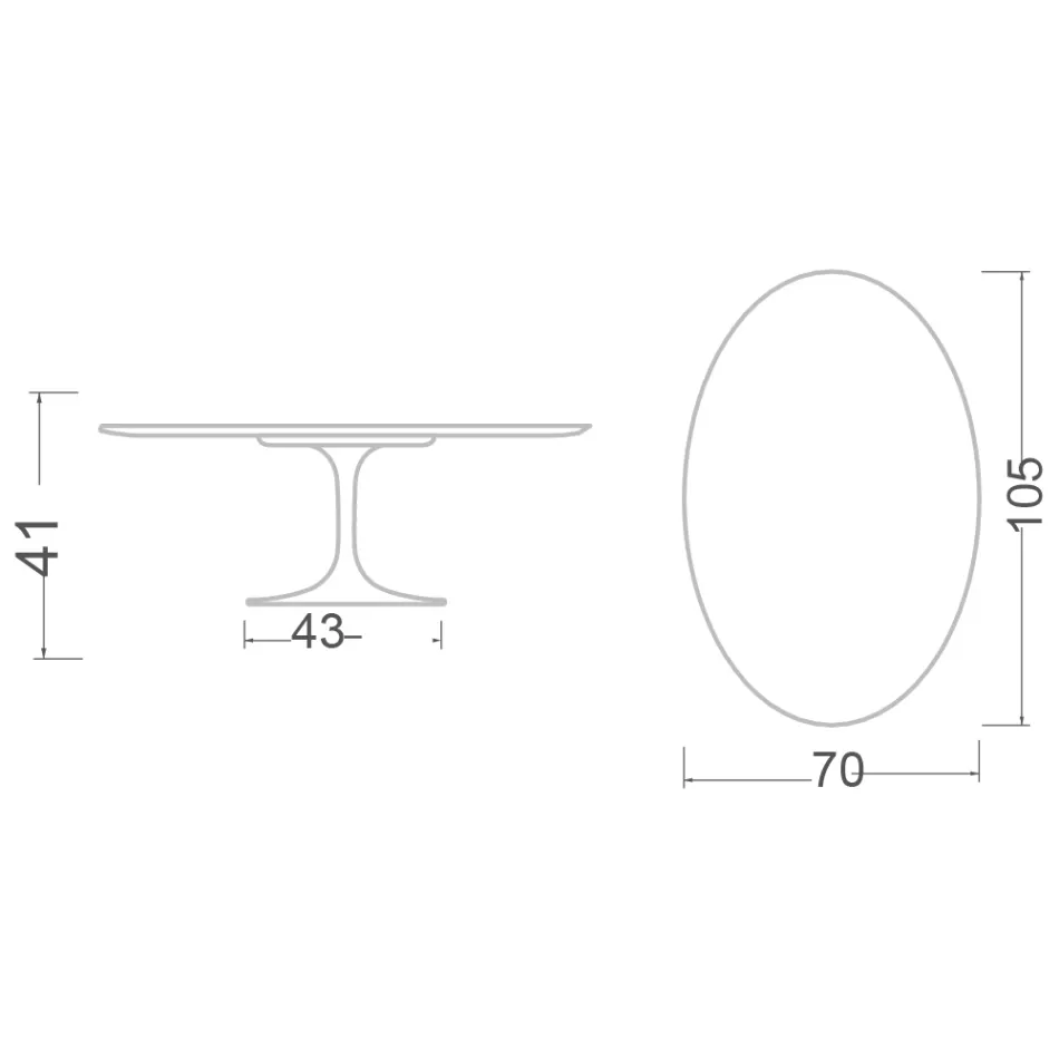 Tulip Coffee Table Eero Saarinen H 41 Oval in Sirius Ceramic Made in Italy - Scarlet Viadurini