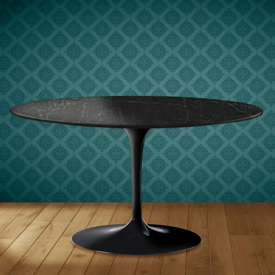 Eero Saarinen H 41 Oval Tulip Coffee Table in Somnia Ceramic Made in Italy - Scarlet Viadurini