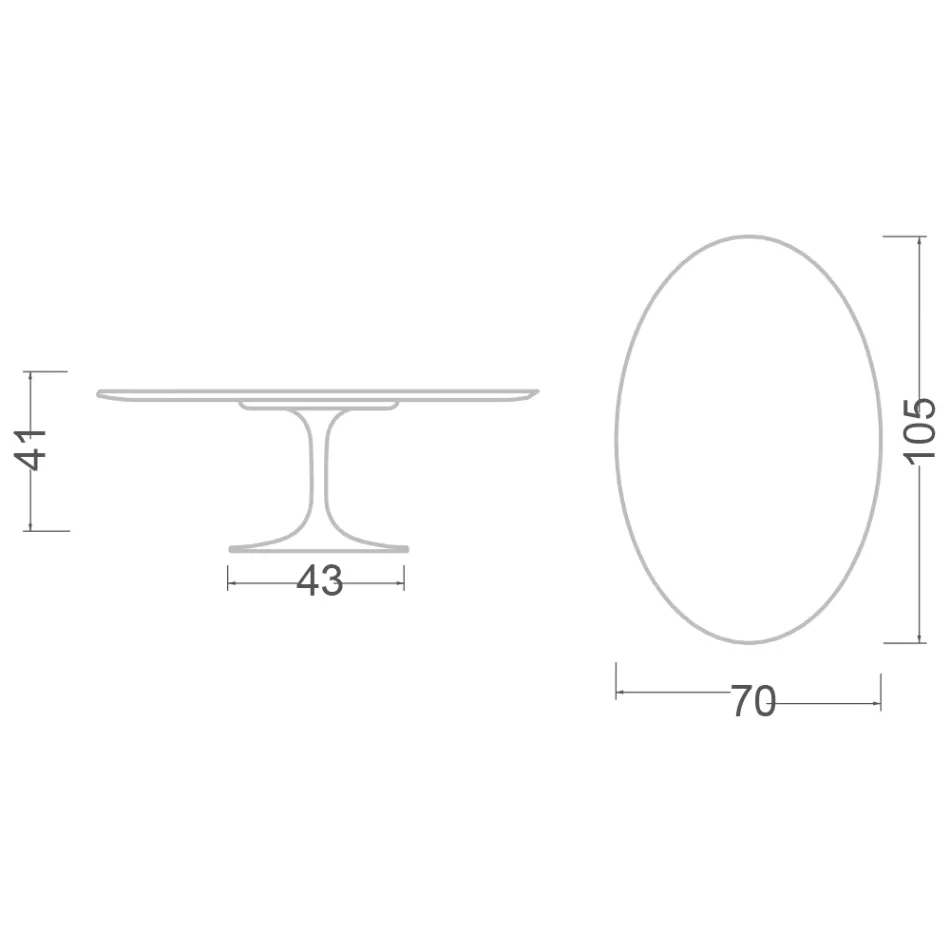 Tulip Coffee Table Eero Saarinen H 41 Oval in Emperador Dark Marble Made in Italy Viadurini