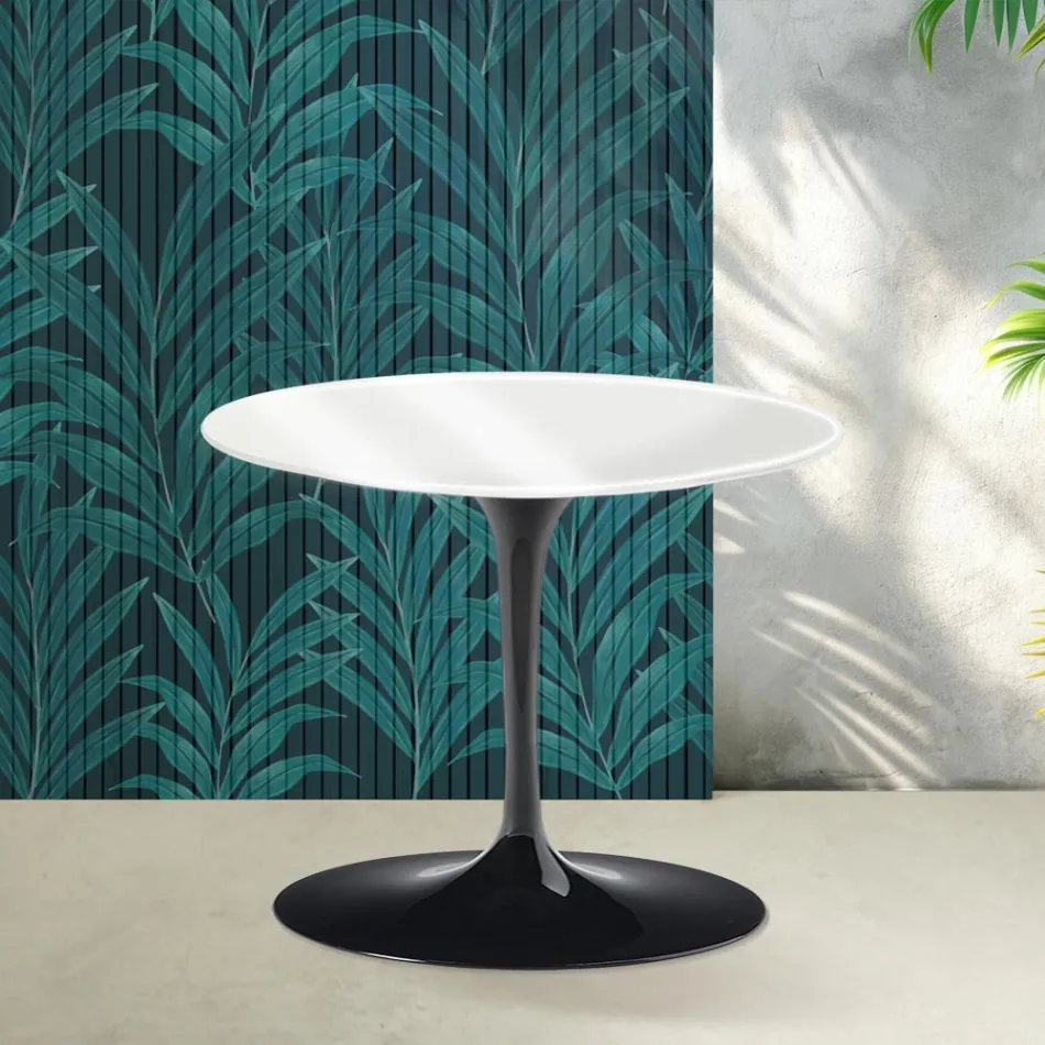 Saarinen Tulip Coffee Table H 39 cm in Glossy White Florim Ceramic - Scarlet Viadurini