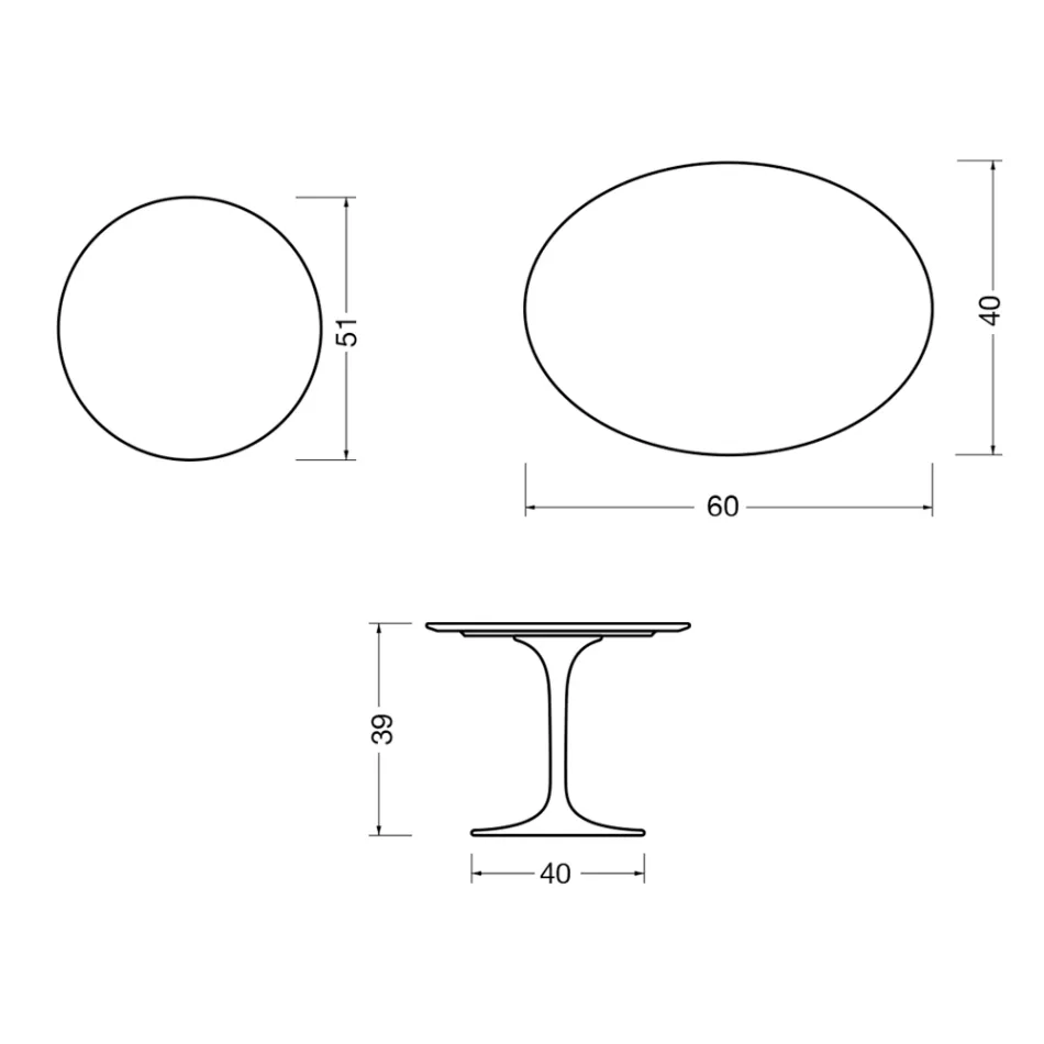 Saarinen Tulip Coffee Table H 39 cm in Glossy White Florim Ceramic - Scarlet Viadurini