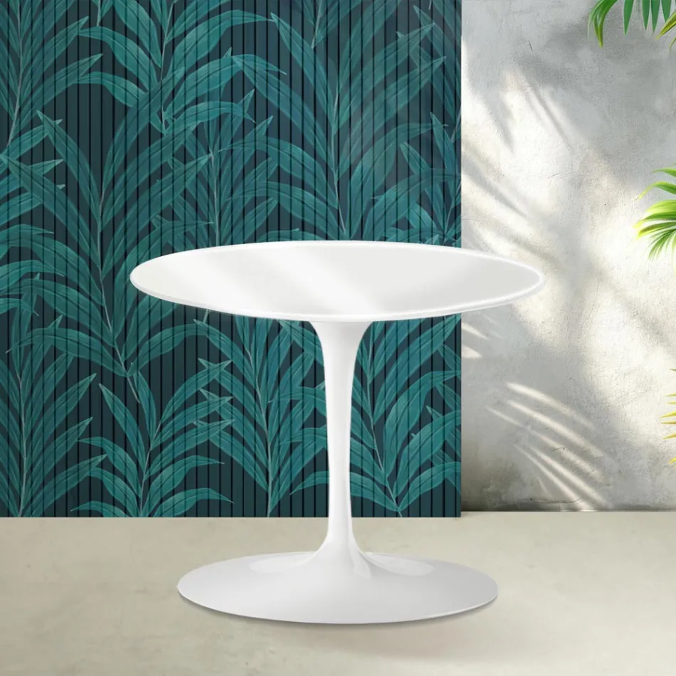 Saarinen Tulip Coffee Table H 39 cm in Glossy White Florim Ceramic - Scarlet Viadurini