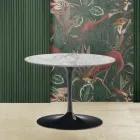 Tulip Saarinen Coffee Table H 39 with Oval Top in Arabesque Marble Made in Italy - Scarlet Viadurini