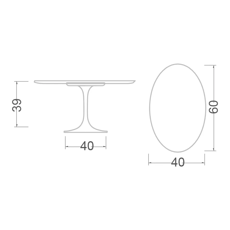 Tulip Saarinen H 39 Oval Coffee Table in Black MArquinia Marble Made in Italy Viadurini