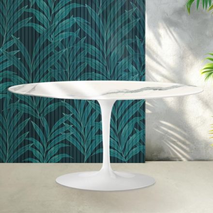 Saarinen Tulip Coffee Table H 41 cm in Glossy Statuario Florim Ceramic - Scarlet Viadurini