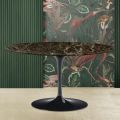 Tulip Saarinen H 41 Coffee Table with Dark Emperador Marble Top Made in Italy - Scarlet