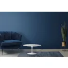 Tulip Saarinen Coffee Table H 41 in White Oval Liquid Laminate Made in Italy - Scarlet Viadurini