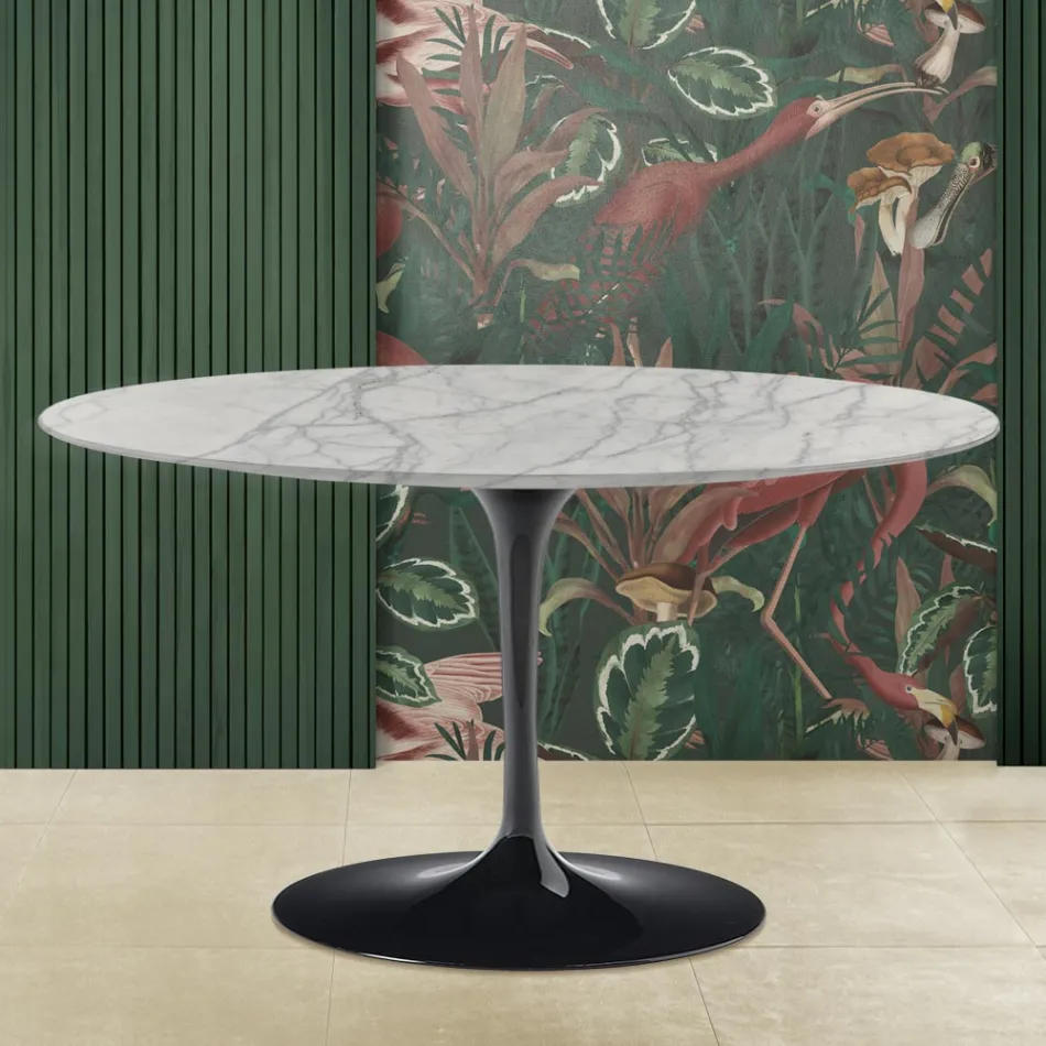 Tulip Saarinen Coffee Table H 41 in Statuarietto Carrara Marble Made in Italy - Scarlet Viadurini