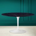Tulip Saarinen H 41 Oval Coffee Table with Noir Laurent Ceramic Top - Scarlet