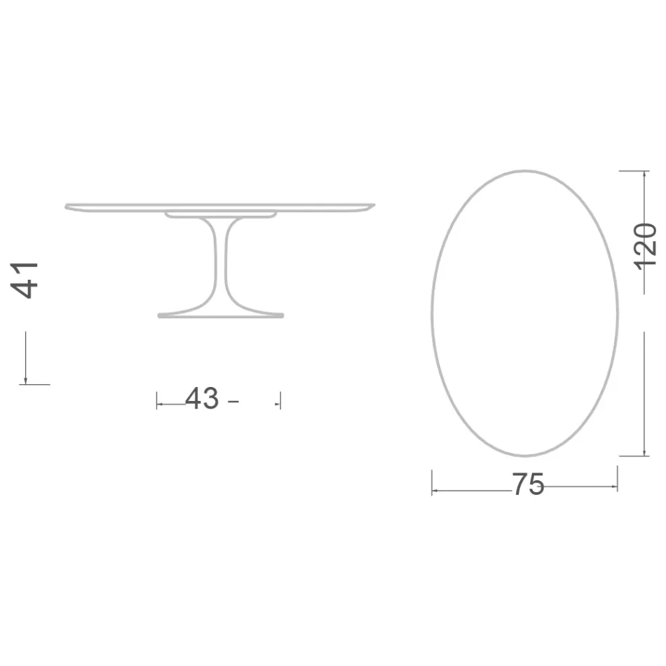 Tulip Saarinen H 41 Oval Coffee Table with Noir Laurent Ceramic Top Viadurini