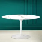 Tulip Saarinen H 41 Oval Coffee Table in Calacatta Michelangelo Ceramic Viadurini