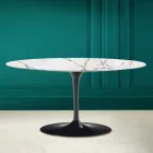 Tulip Saarinen H 41 Oval Coffee Table in Invisible Select Ceramic Made in Italy - Scarlet Viadurini