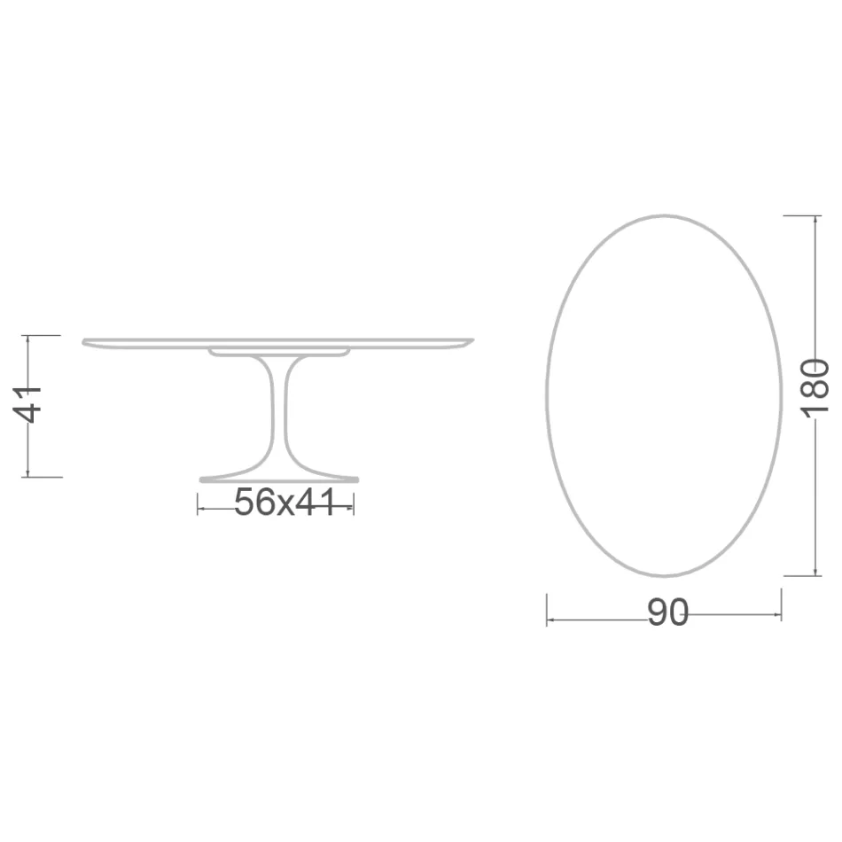 Tulip Saarinen H 41 Oval Coffee Table in Marquinia Ceramic Made in Italy - Scarlet Viadurini