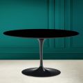 Tulip Saarinen H 41 Oval Coffee Table in Absolute Black Ceramic Made in Italy - Scarlet