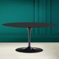 Tulip Saarinen H 41 Oval Coffee Table in Soft Black Ceramic Made in Italy - Scarlet