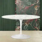 Tulip Saarinen H 41 Oval Coffee Table in Carrara Marble Made in Italy - Scarlet Viadurini