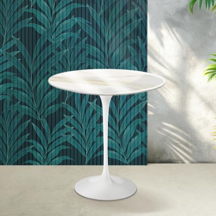 Saarinen Tulip Coffee Table H 52 cm in Florim Calacatta Gold Gloss Ceramic - Scarlet Viadurini