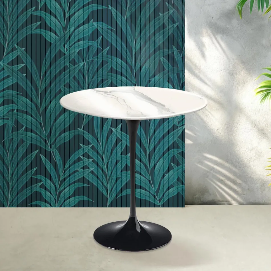 Saarinen Tulip Coffee Table H 52 cm in Glossy Statuario Florim Ceramic - Scarlet Viadurini