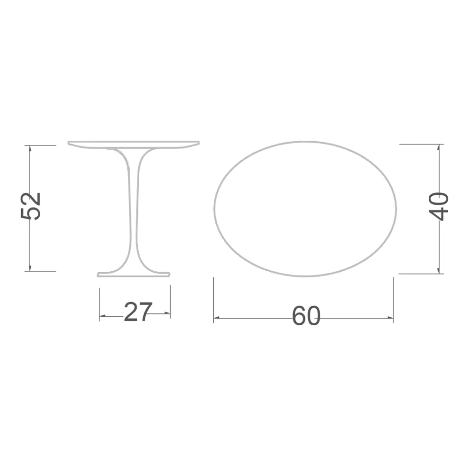 Tulip Saarinen Coffee Table H 52 with Oval Top in Black Liquid Laminate Made in Italy - Scarlet Viadurini