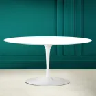 Tulip Saarinen Oval Coffee Table H 41 in Absolute White Made in Italy - Scarlet Viadurini
