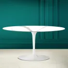 Tulip Saarinen Oval Coffee Table H 41 in Calacatta Michelangelo Made in Italy - Scarlet Viadurini