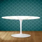 Tulip Saarinen Oval Coffee Table H 41 in Entzo Ceramic Made in Italy - Scarlet Viadurini