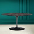 Tulip Saarinen Oval Coffee Table H 41 in Noir Desire Ceramic Made in Italy - Scarlet