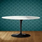 Saarinen Oval Tulip Coffee Table H 41 in Salina Ceramic Made in Italy - Scarlet Viadurini