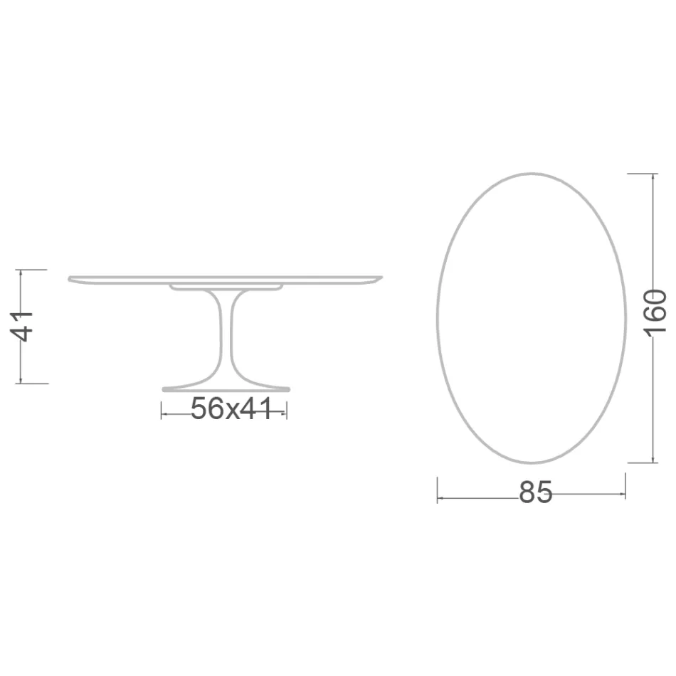 Tulip Saarinen Oval Coffee Table H 41 in Sirius Ceramic Made in Italy - Scarlet Viadurini