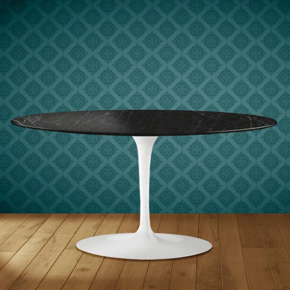Saarinen Oval Tulip Coffee Table H 41 in Somnia Ceramic Made in Italy - Scarlet Viadurini