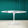 Tulip Saarinen Oval Coffee Table H 41 in Statuary Altissimo Made in Italy - Scarlet