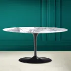Tulip Saarinen Oval Coffee Table H 41 in Statuario Altissimo Made in Italy - Scarlet Viadurini