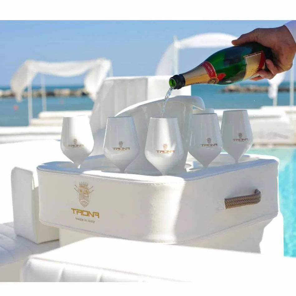 Coffee table - floating tray of faux leather and plexiglass nautical Trona Viadurini