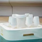 Coffee table - floating tray in nautical eco-leather and Trona plexiglass Viadurini